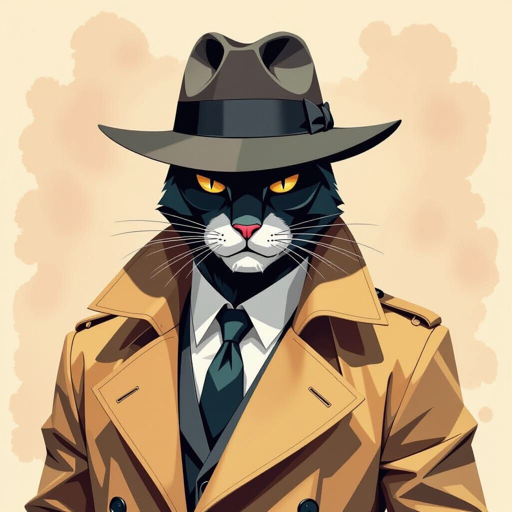 Origami John Blacksad in Noir Comic Style