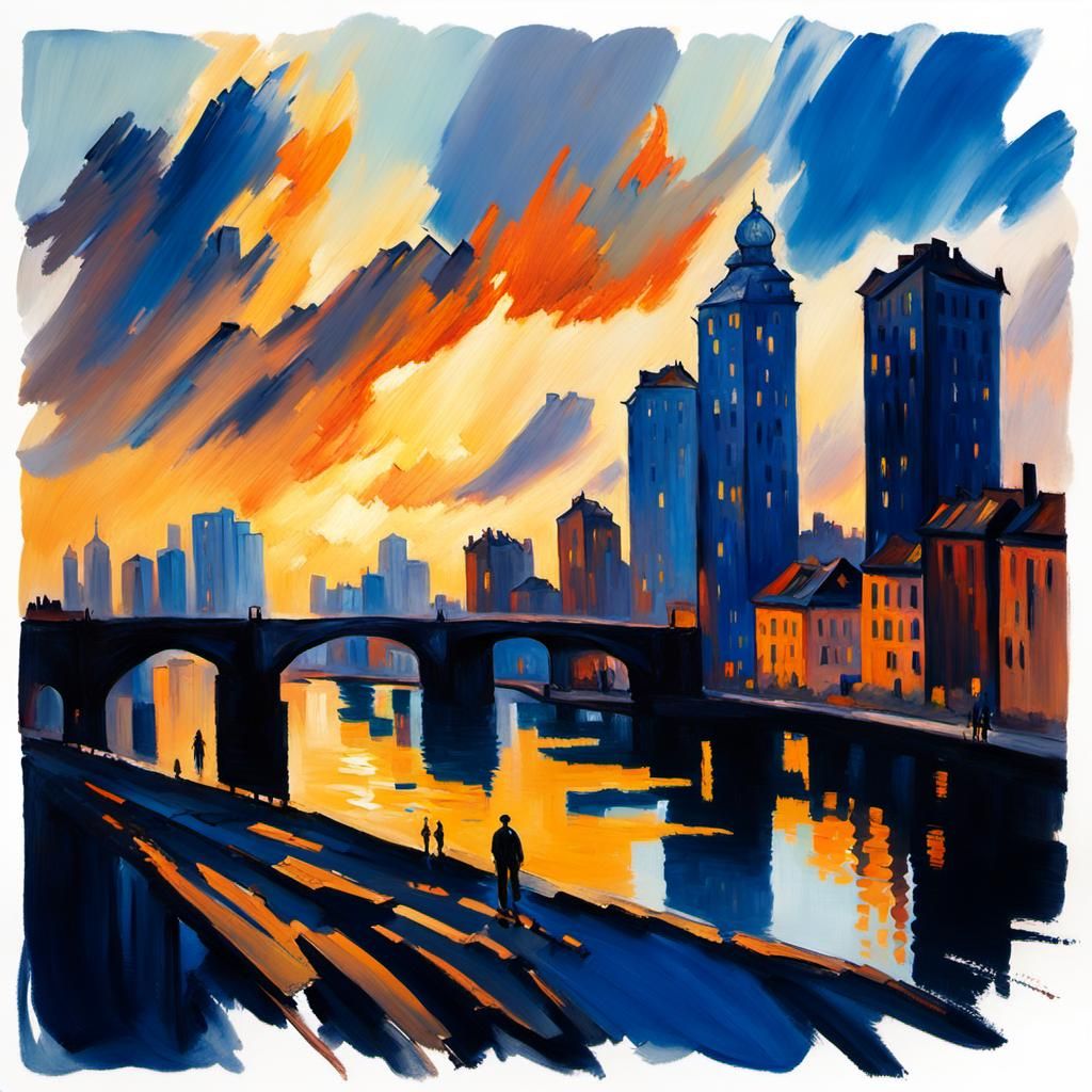 Impressionist Cityscape with Majestic Skyscrapers