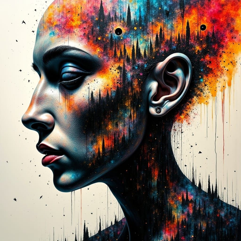 Sinister, Angry Abstract Artwork Capturing Madman's Turbulen...