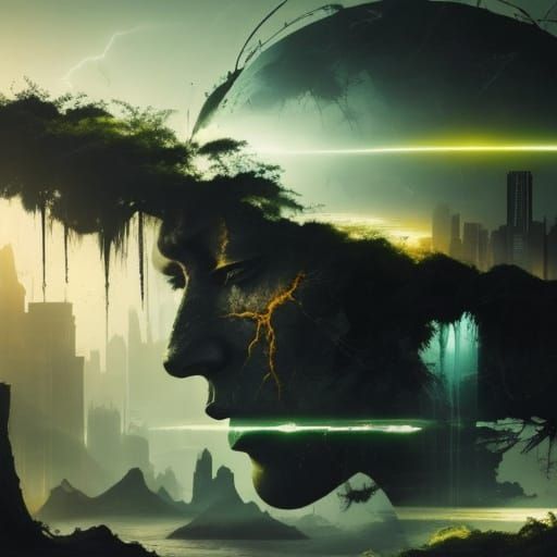 Alien Species vs Desolate Earth Split Screen Art