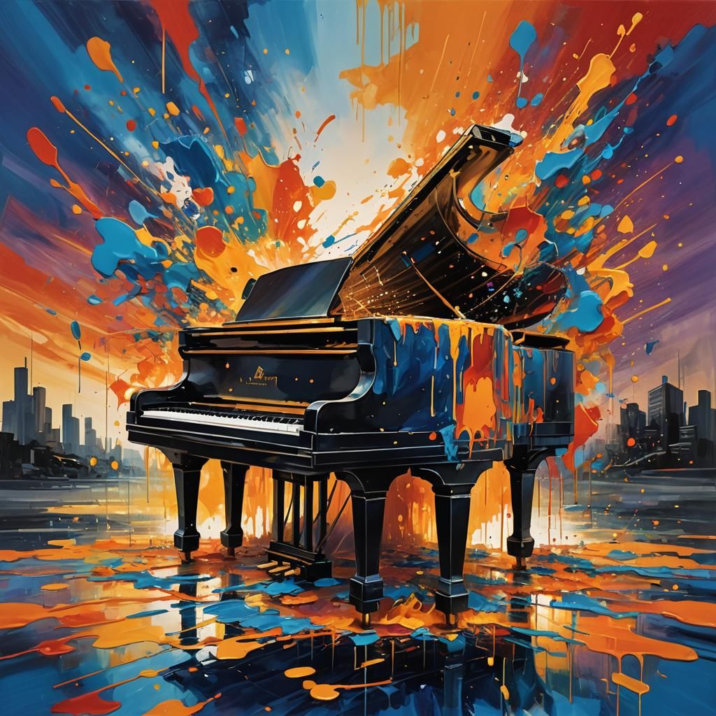 Fantasy Piano Concept Art in Expressionist Style