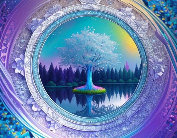 Blooming Balloon Tree in Dreamy Landscape