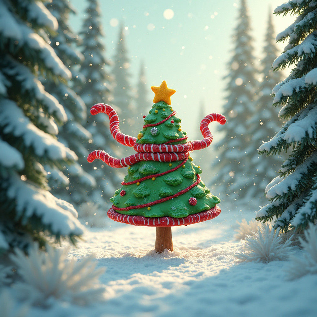 Christmas Tree Cake Dances in Winter Wonderland