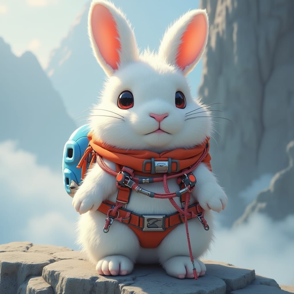 Rabbit Climber in Japanese Manga Style Concept Art
