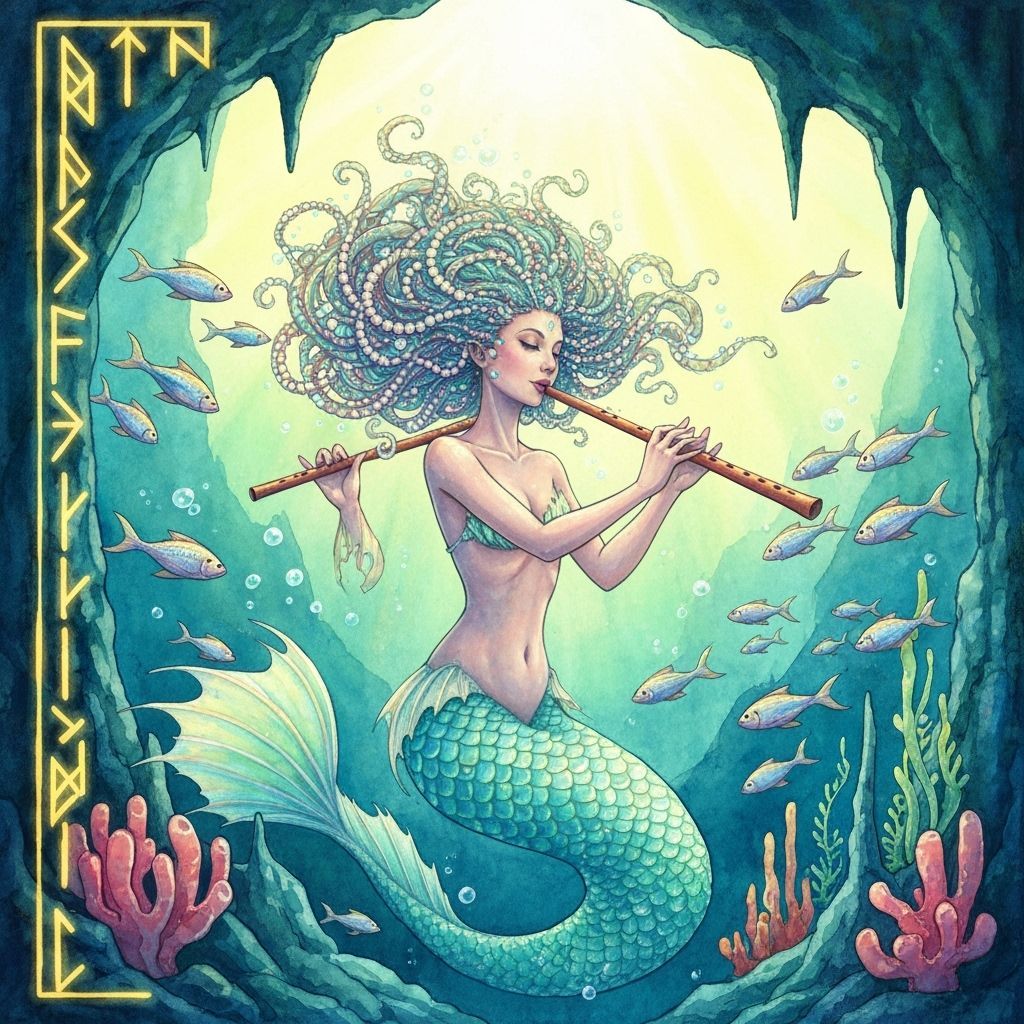 Opalescent Mermaid's Coral Flute Serenade