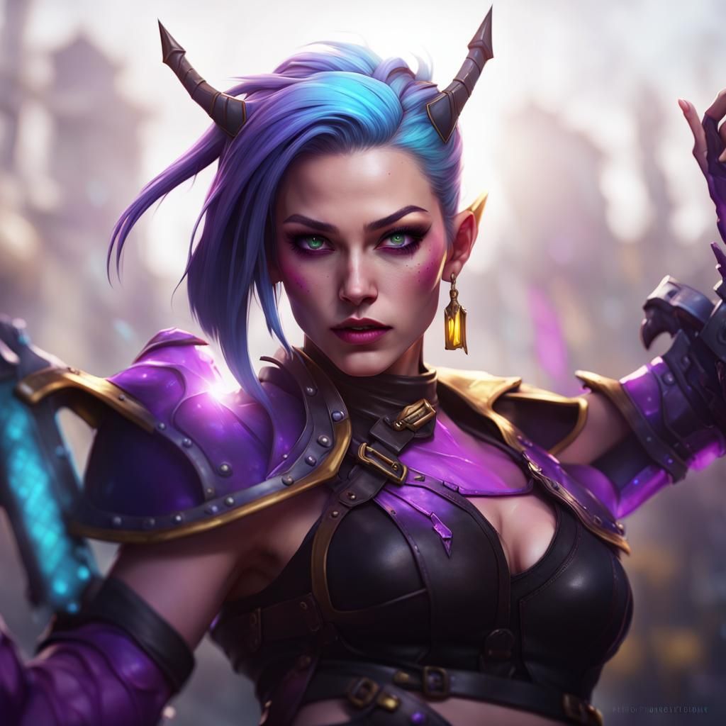 Jinx in Leather Armor: Dark Fantasy Concept Art