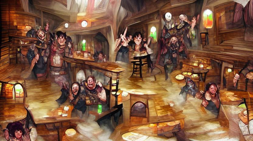 Murderous Tavern Party: Fantasy Concept Art