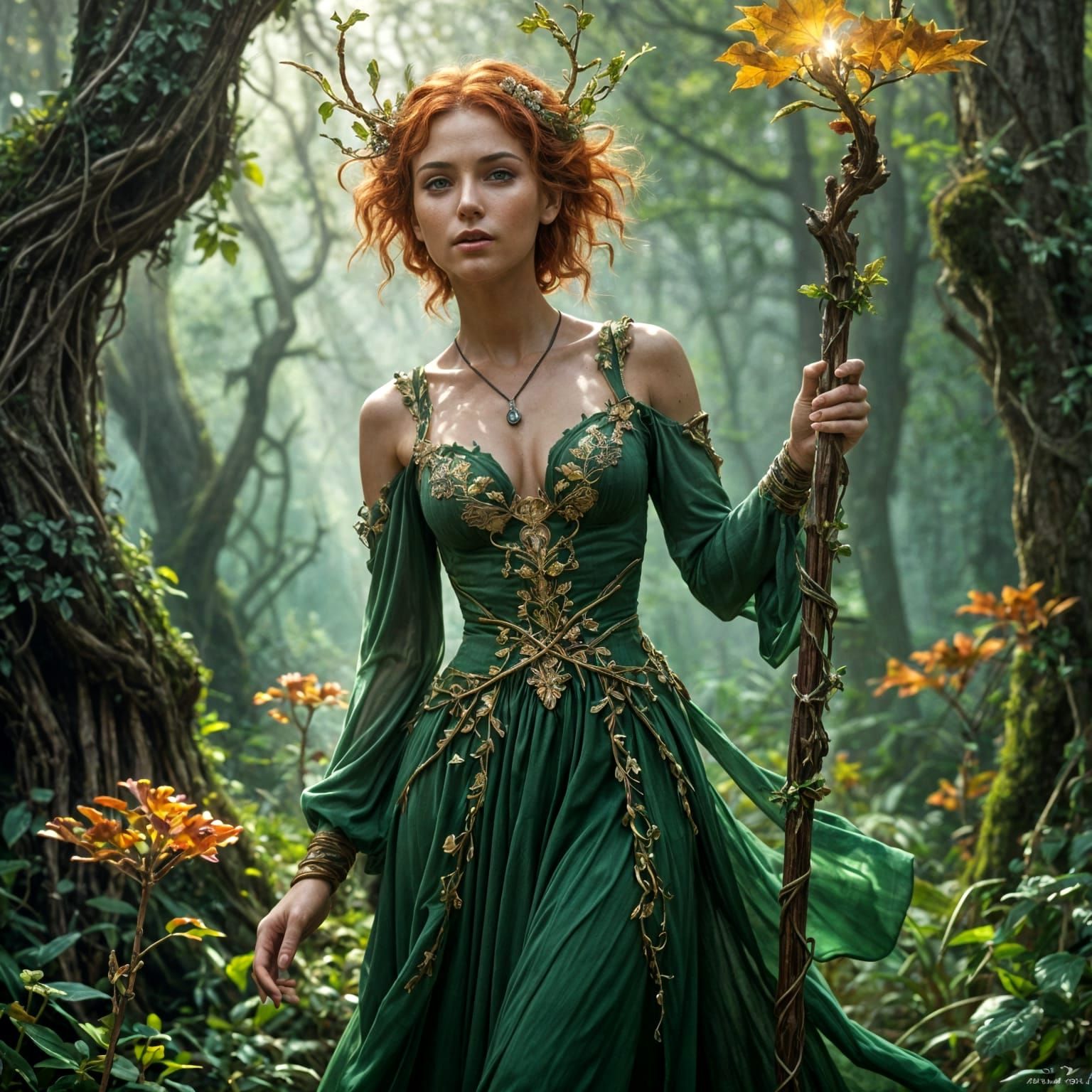 Enchanted Forest Dryad with Piercing Sunlight