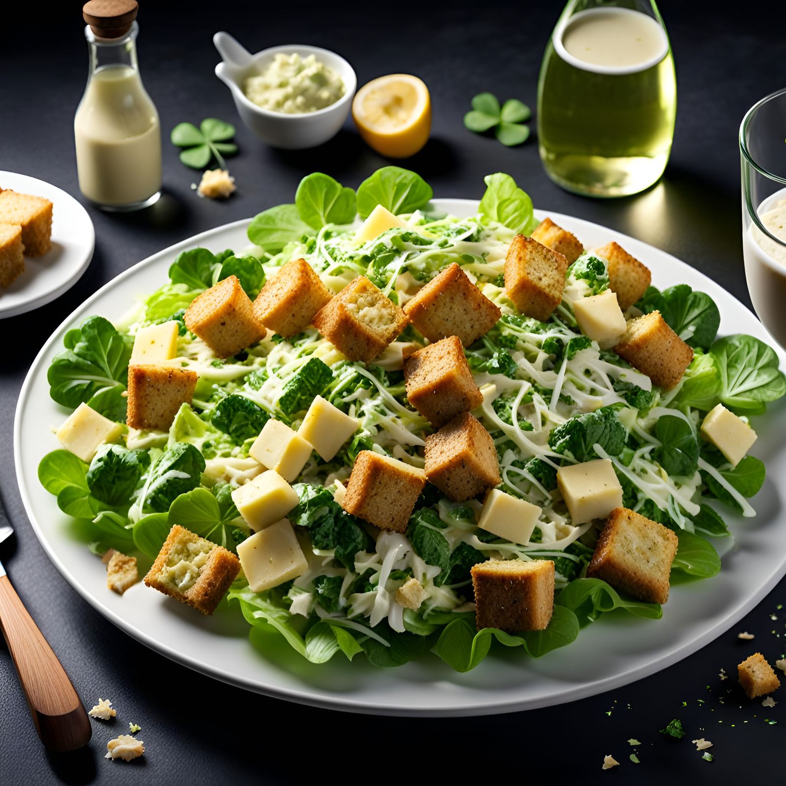 Lucky Four Leaf Clover Caesar Salad