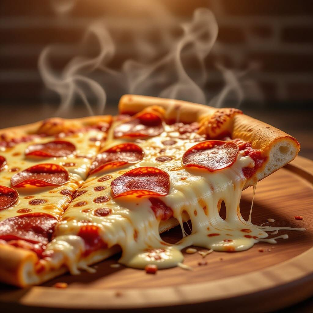 Steaming Slice of New York Pizza with Pepperoni