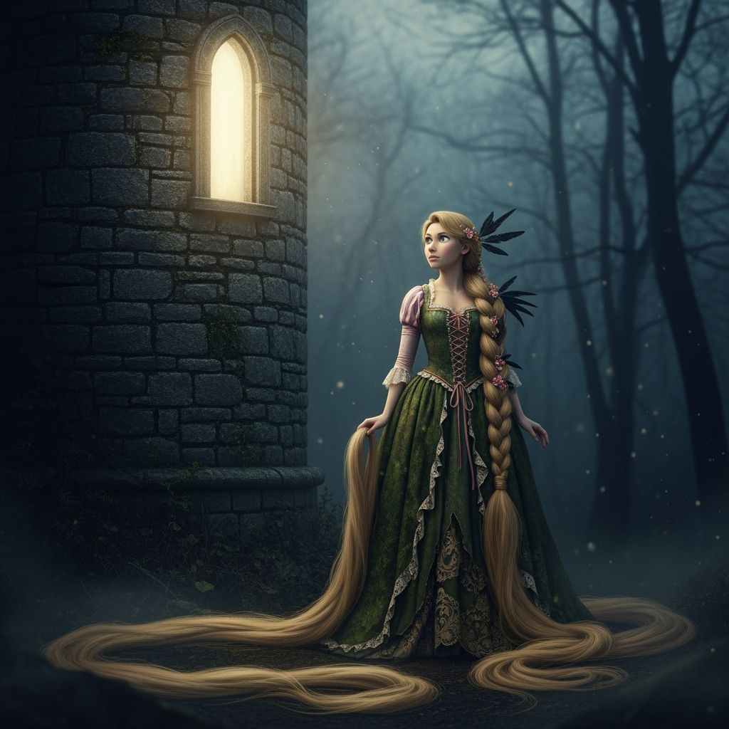 Rapunzel in Gothic Baroque Surrealism Style