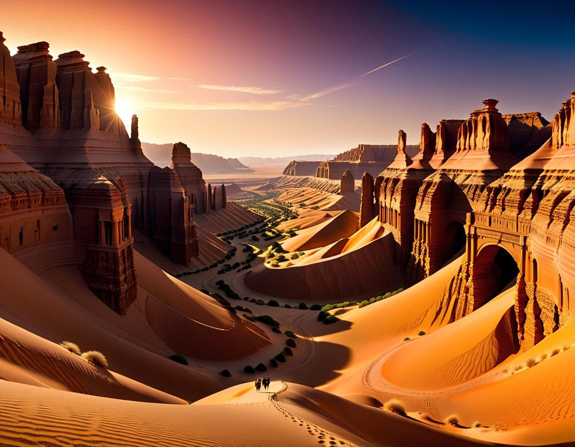 Panorama from the movie Dune:: Landscape of the planet Arrak...