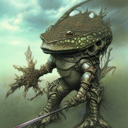 Armored Frog Knight Digital Illustration