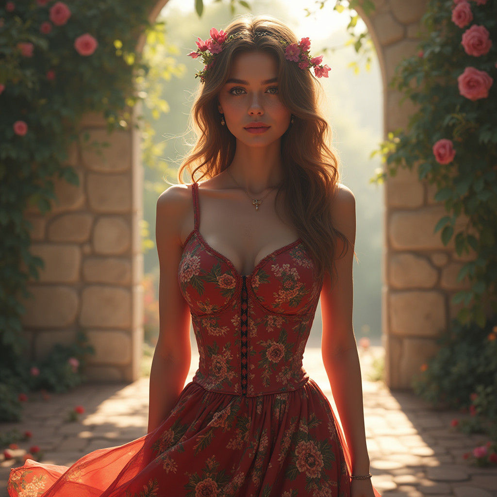 Young Woman Wins Talent Show: Detailed Matte Painting