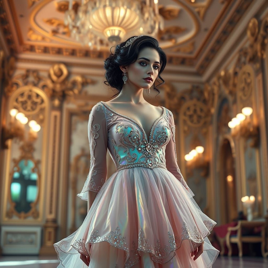 Ethereal Ballroom Beauty in Hyper-Realistic Splendor