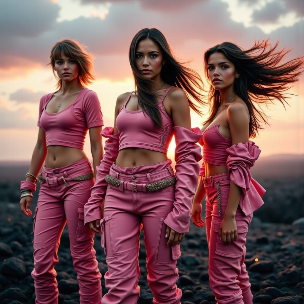 Resilient Women in Apocalyptic Pink Camouflage