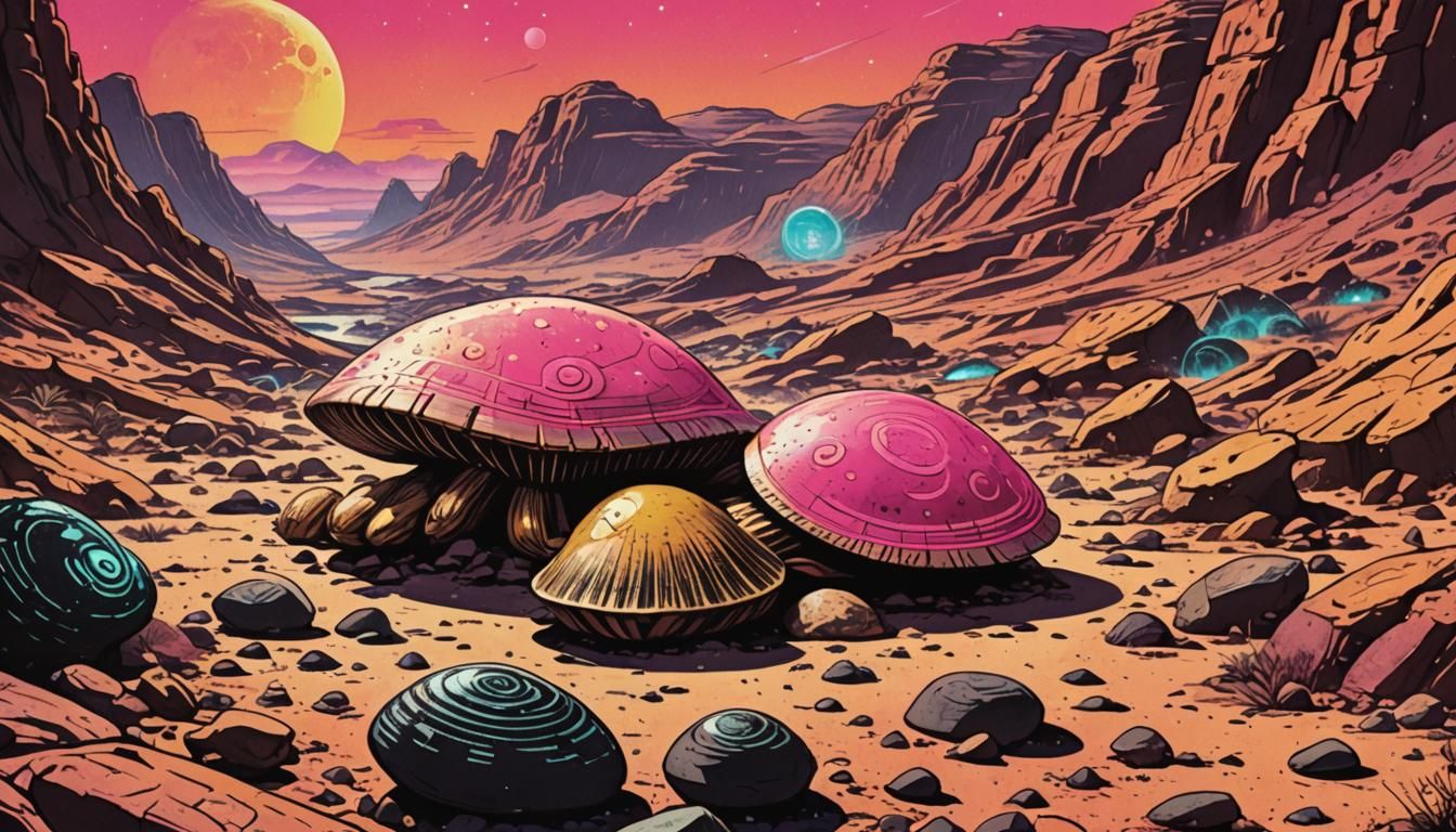 Retrofuturistic Comic Art: Clam on Mars