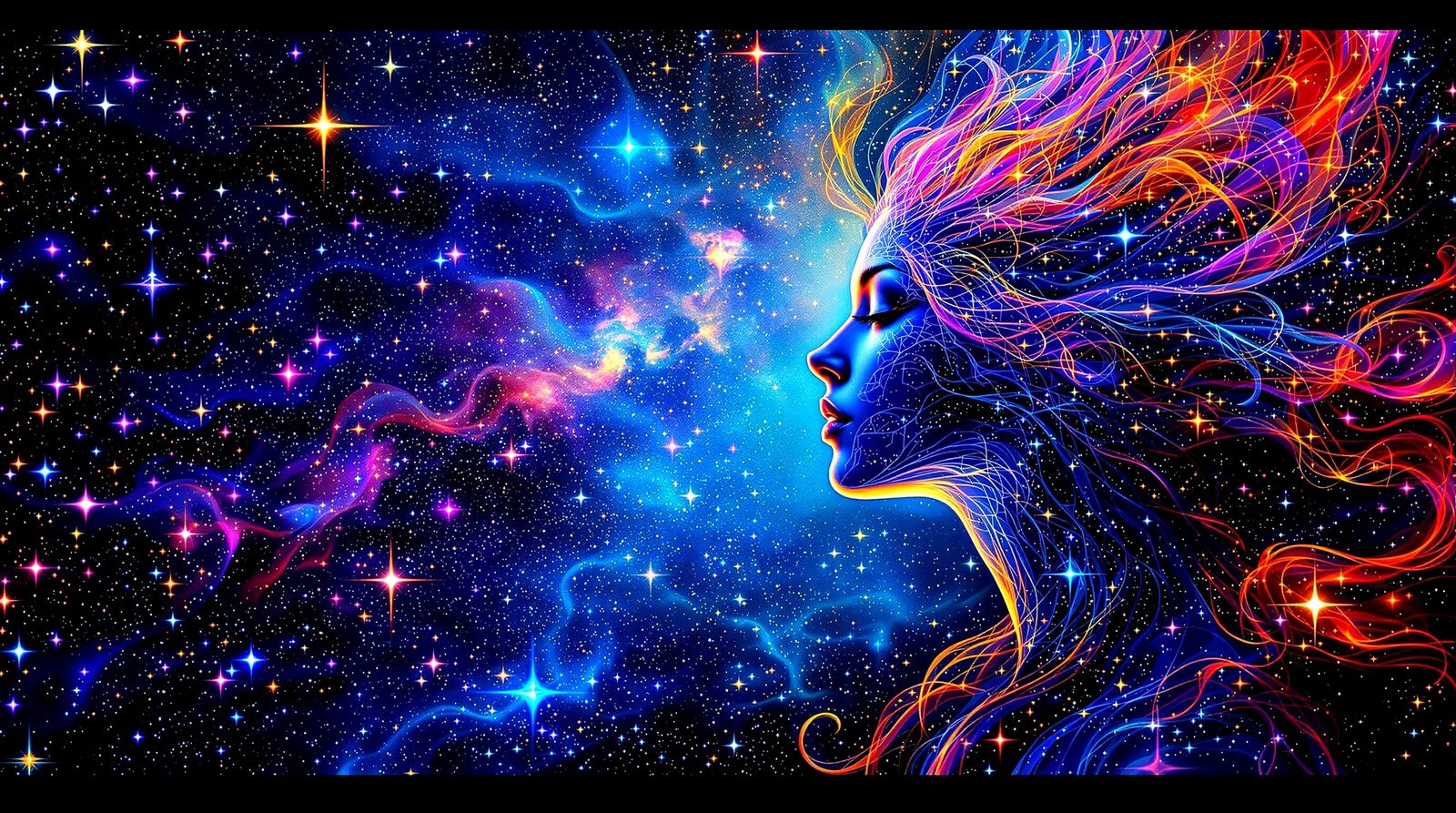 Cosmic Goddess in Stained Glass Plasma