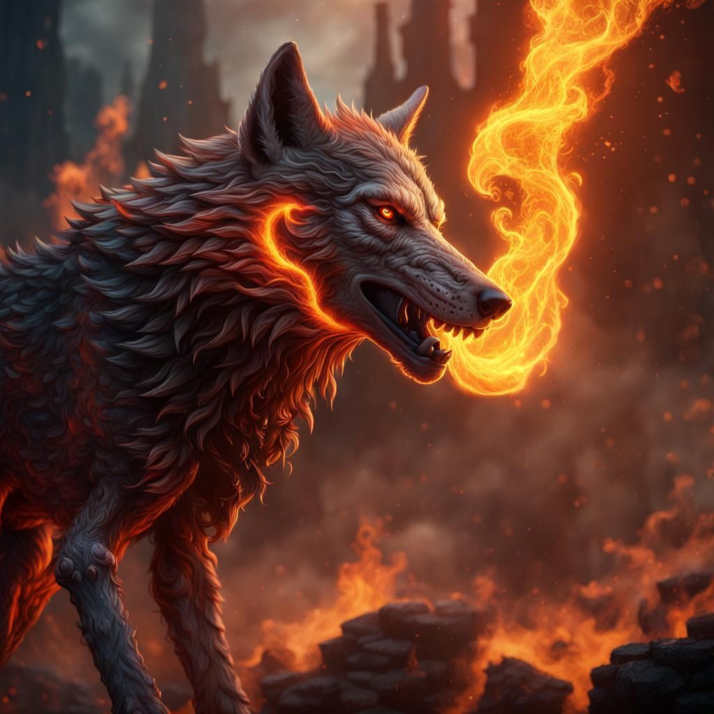 Burning Wolf Fantasy Concept Art