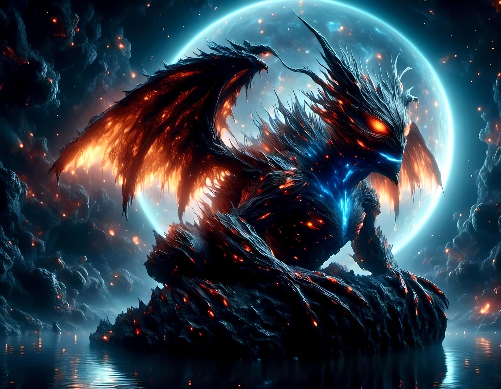 Winged Horned Frog in Cosmic Landscape