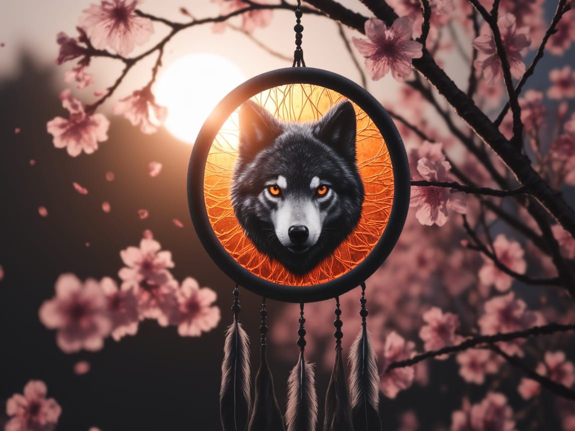 Surreal Hyperrealistic Close-Up of a Dreamcatcher with a Gho...