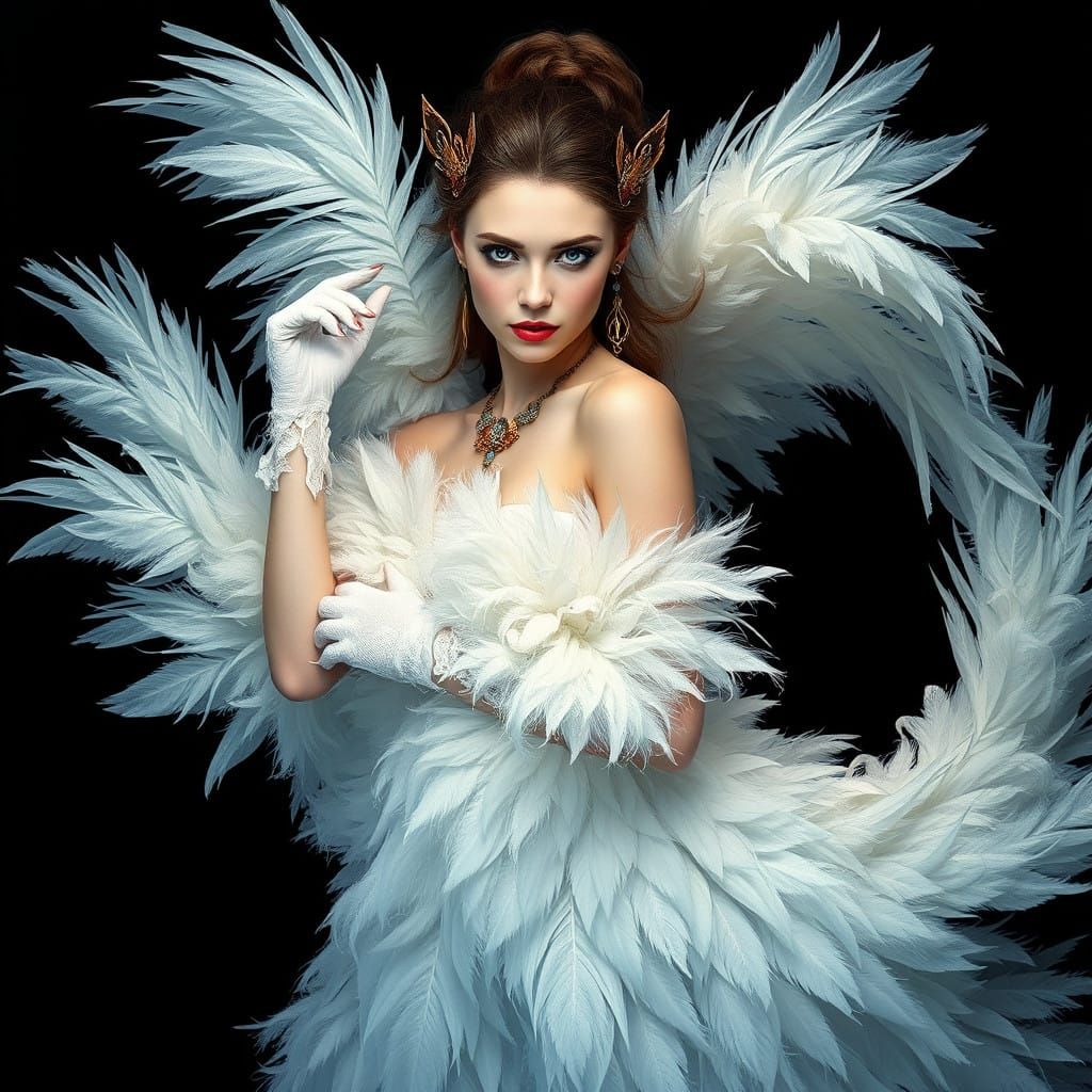 Ethereal Fantasy Portrait in Whimsical Watercolour Acrylic S...