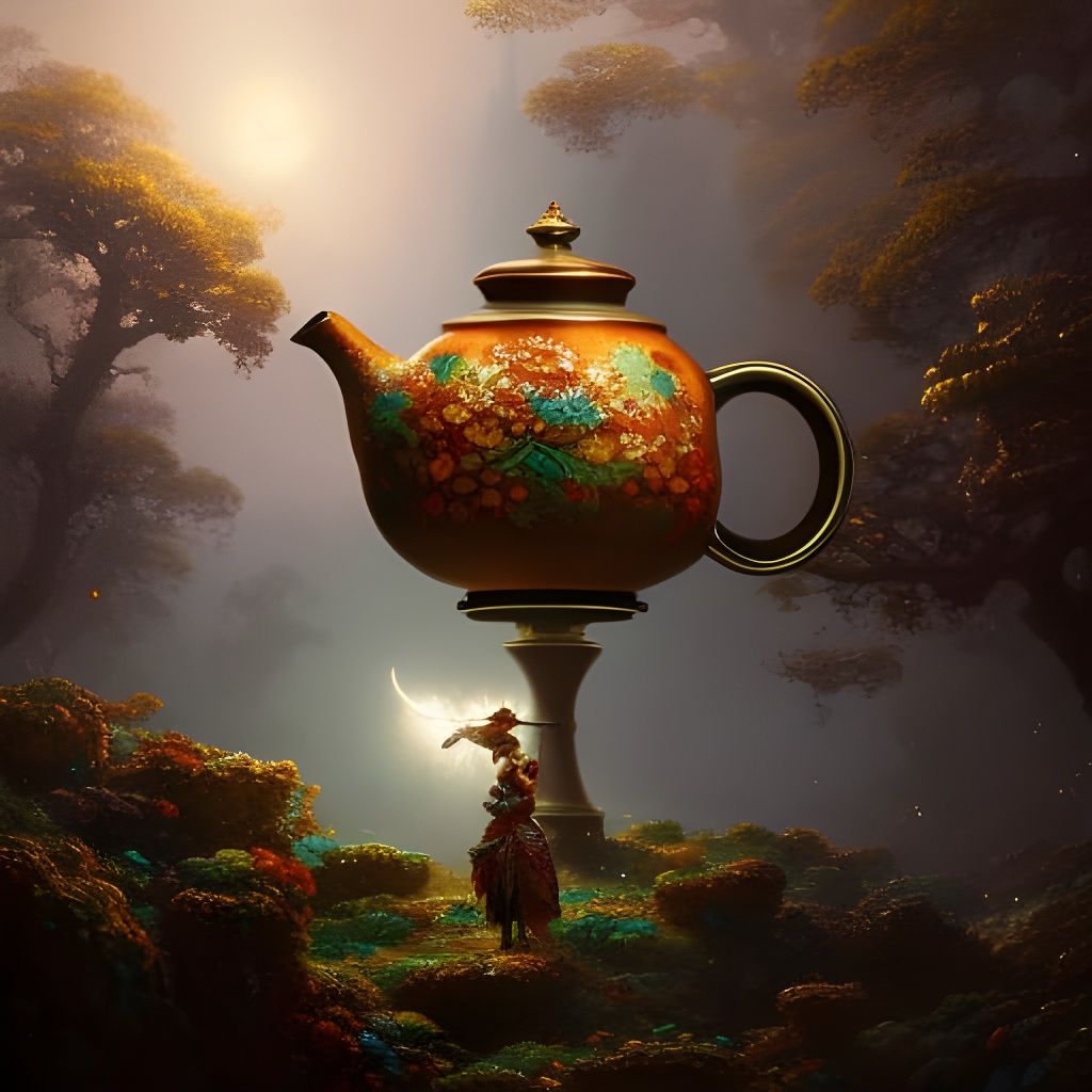 Giant Teapot In The Enchanted Goldforest