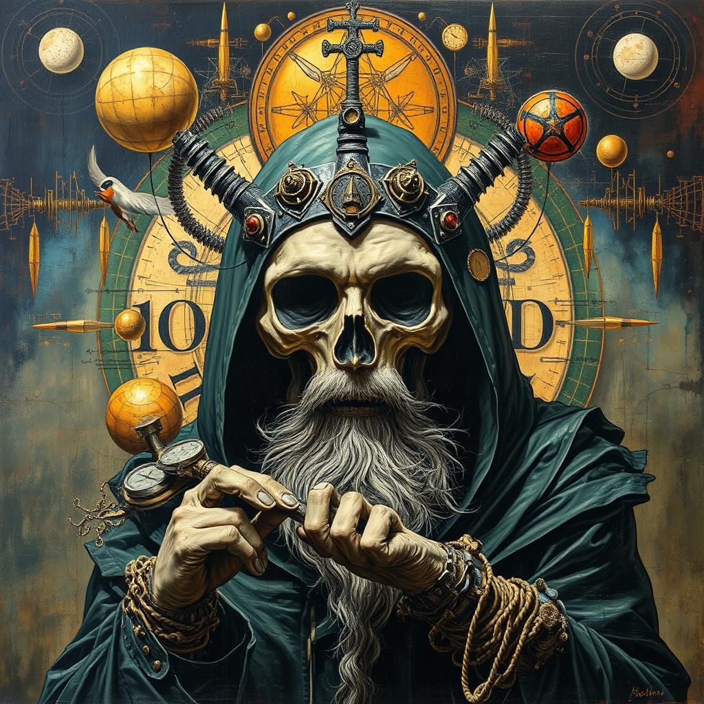 The Alchemist: Distressed Impasto Heavy Metal Art