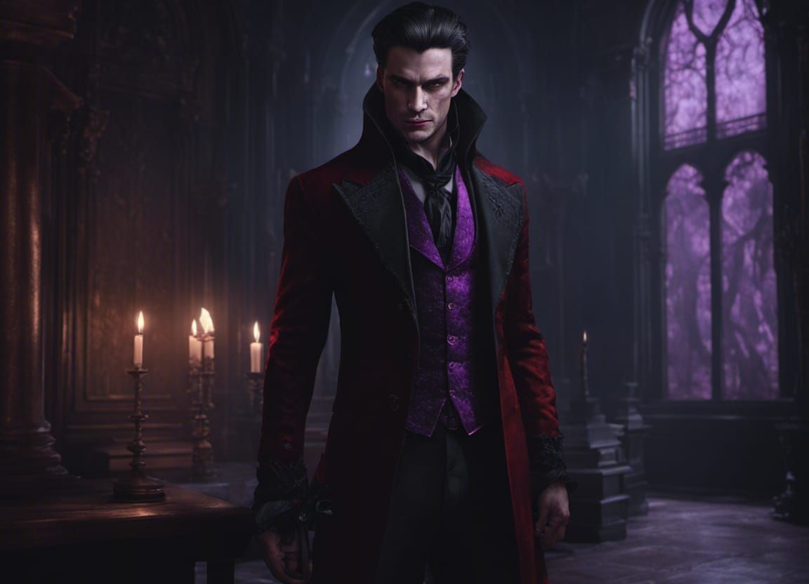 Vampire in Gothic Mansion: Dark Fantasy Concept Art