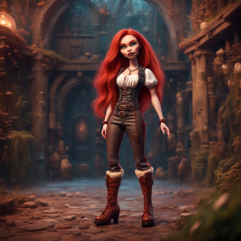 Hyperrealistic Red-Haired Bratz Doll: Detailed Matte Paintin...