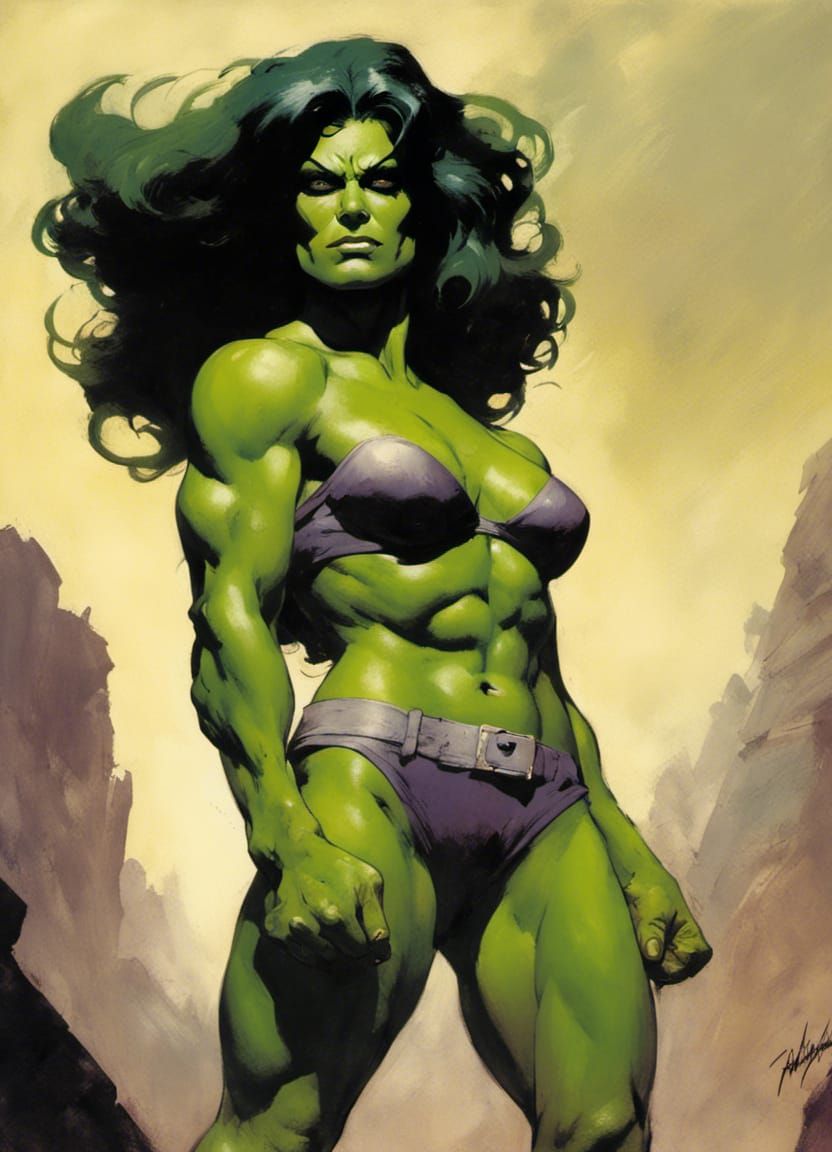 She Hulk in Fantasy Illustration Style