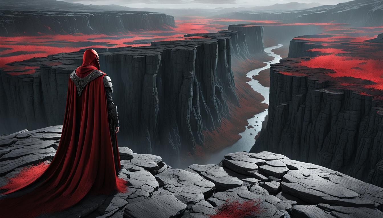 Medieval Warrior in Dark Fantasy Landscape