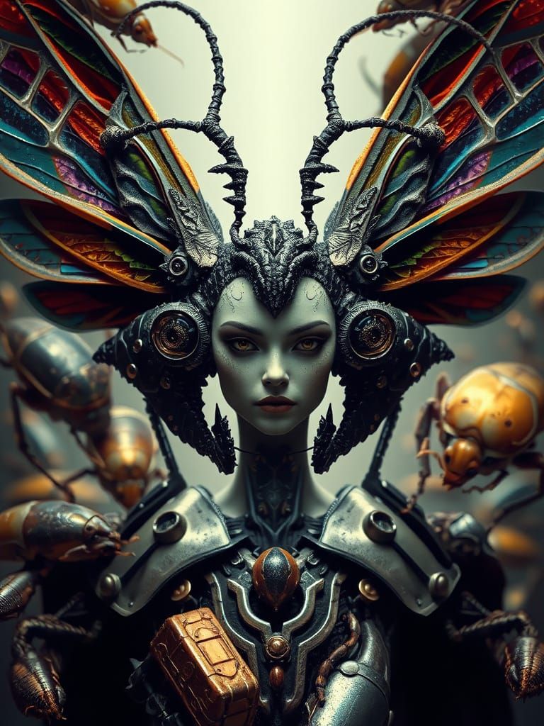 Insectoid Queen in Dark Futurism, Macro Photograph