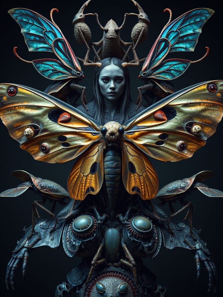 Insectoid Queen in Hyper-Surrealistic Macro Photograph