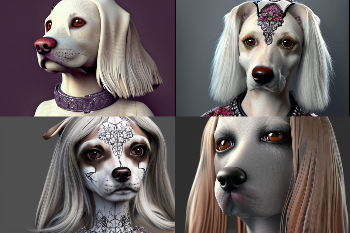 Anthropomorphic Dog Girl in Detailed Fantasy Art