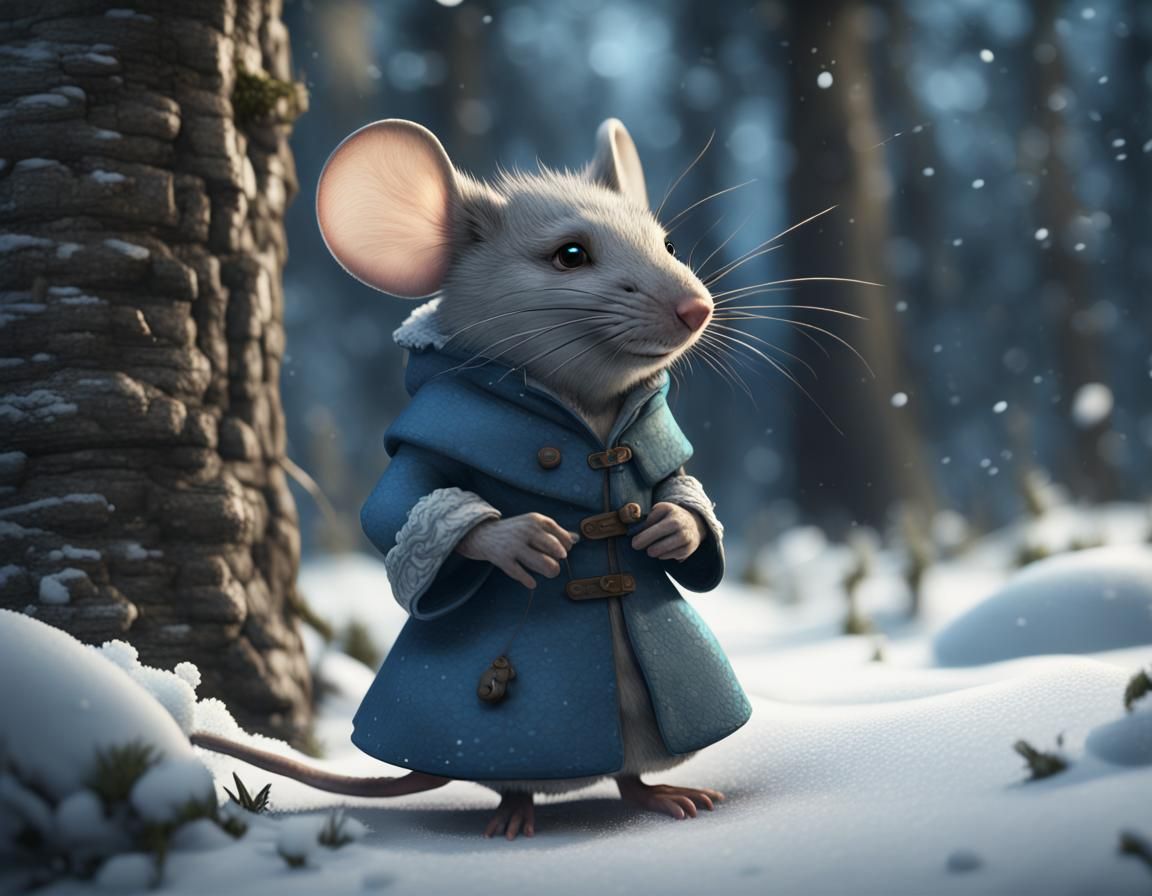 Mouse in Blue Dress by Snowy Tree in 3D