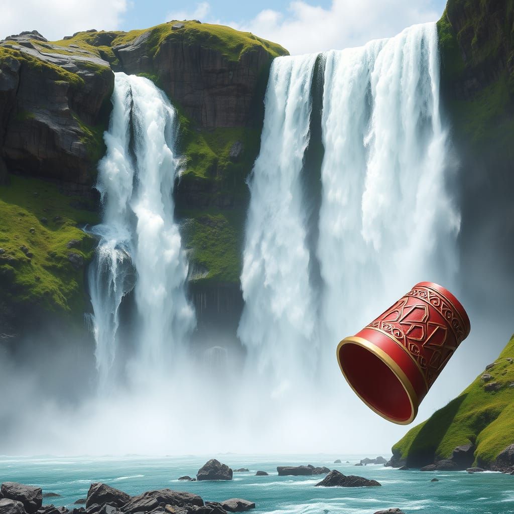 Sewing Thimble Spilling a Great Waterfall