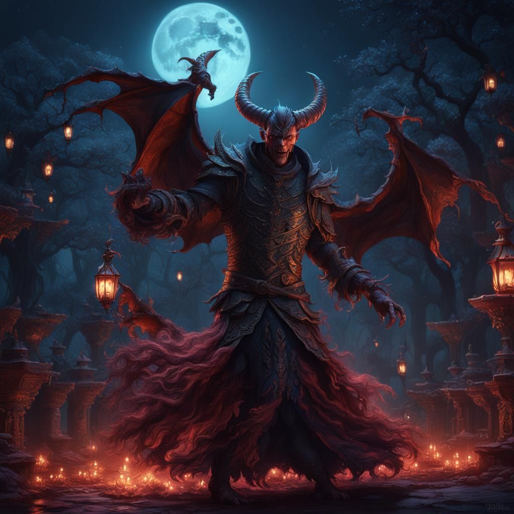 Devil's Dance in Pale Moonlight: Detailed Matte Painting