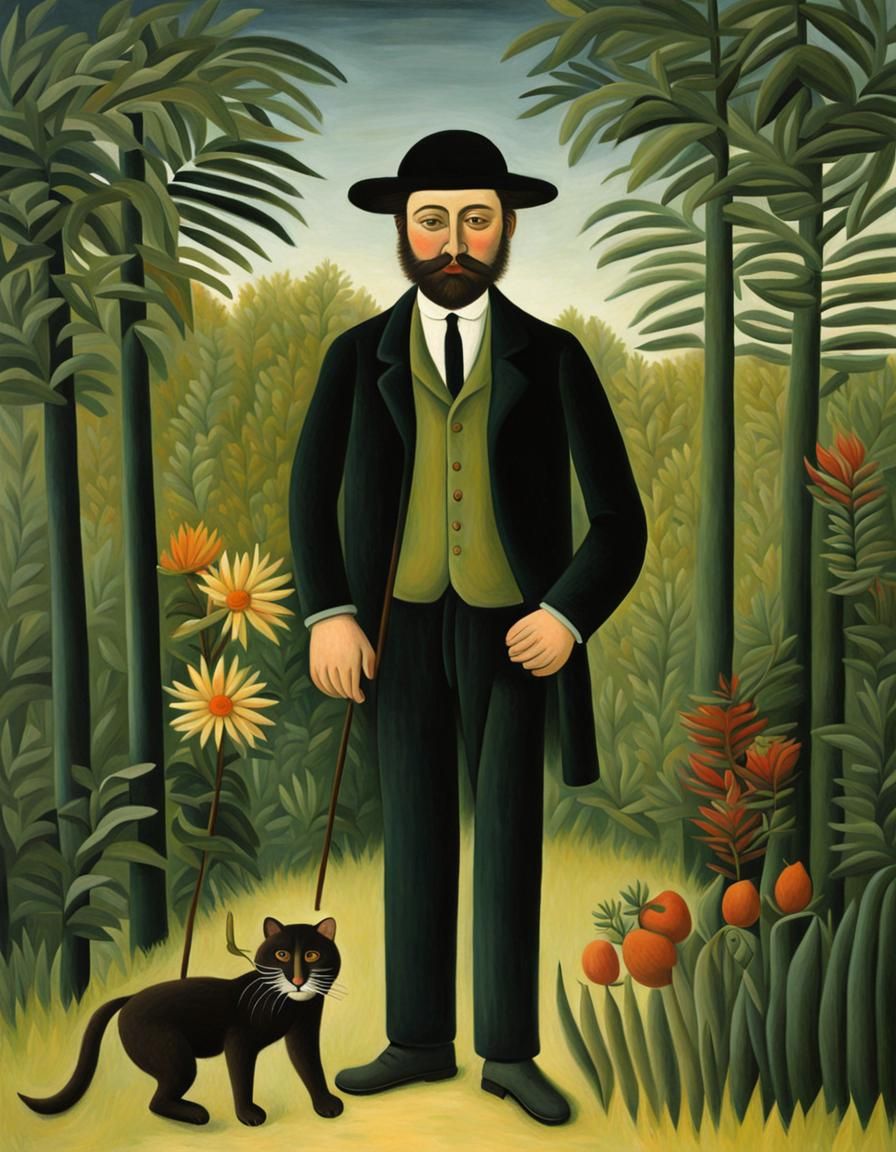 French Man in Naive Art Style