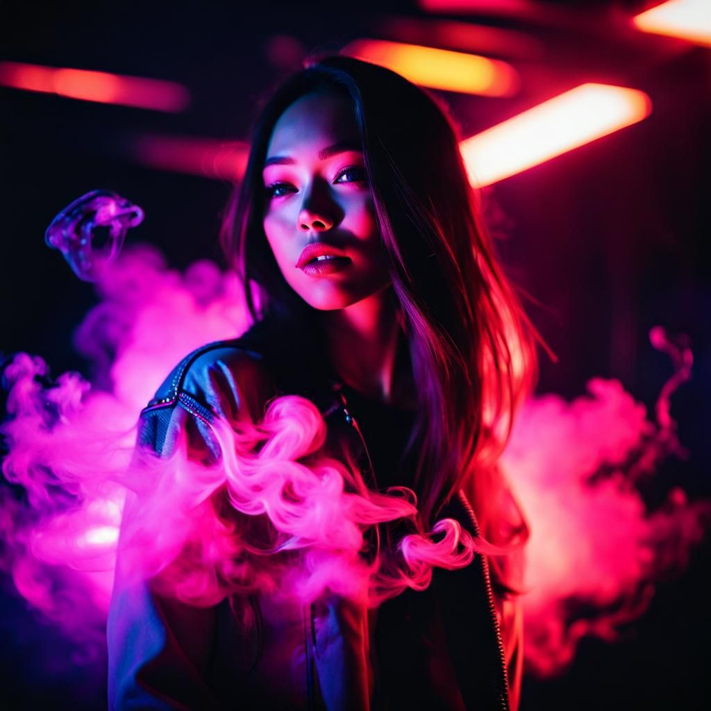 Neon Girl Rising: Abstract Album Cover Art