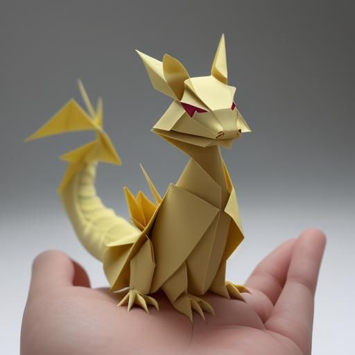 Origami Gold Dragons in 8K Resolution