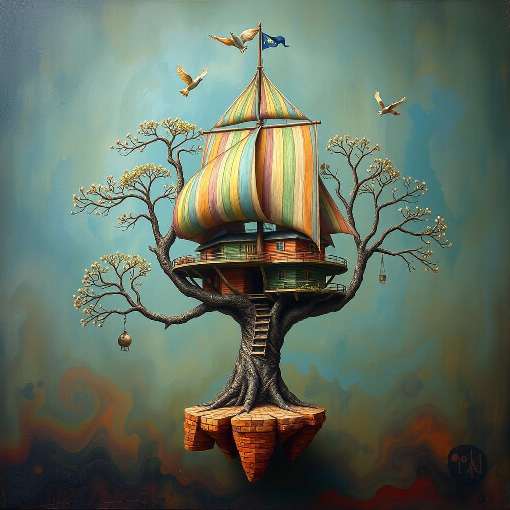 Dreamlike Treehouse Defies Gravity in Surrealist Style