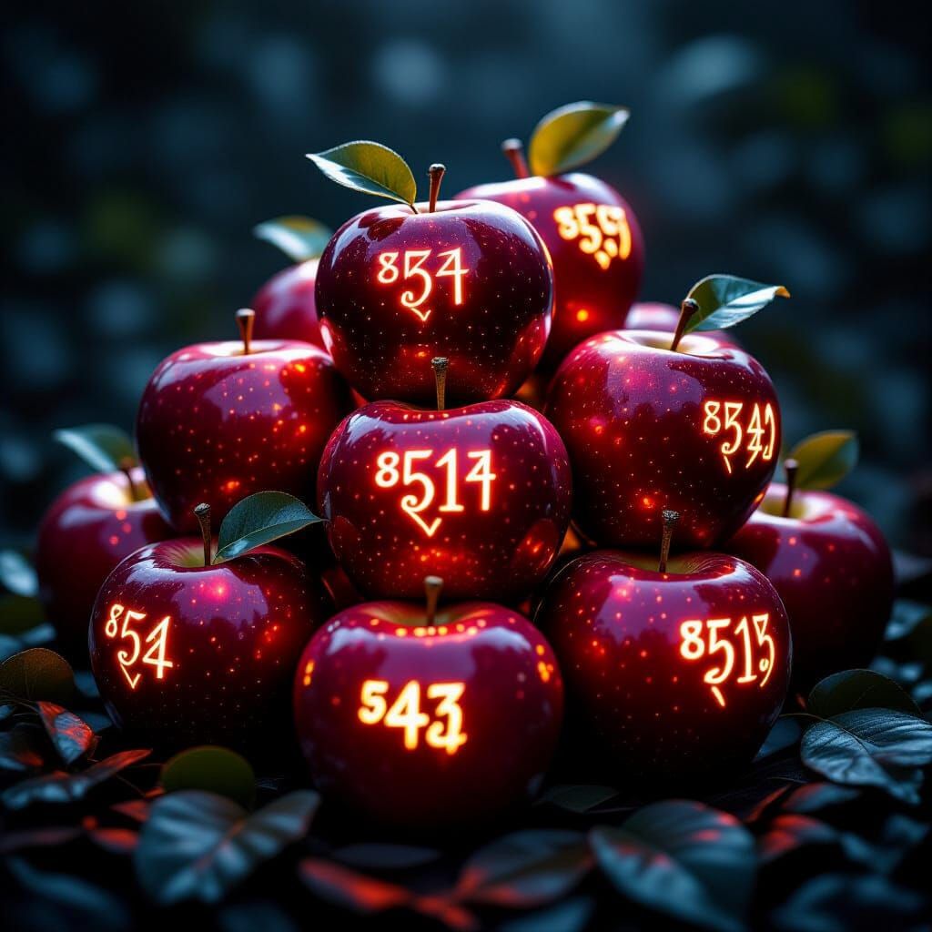 Enchanted Apples with Glowing Runes in Cinematic Light