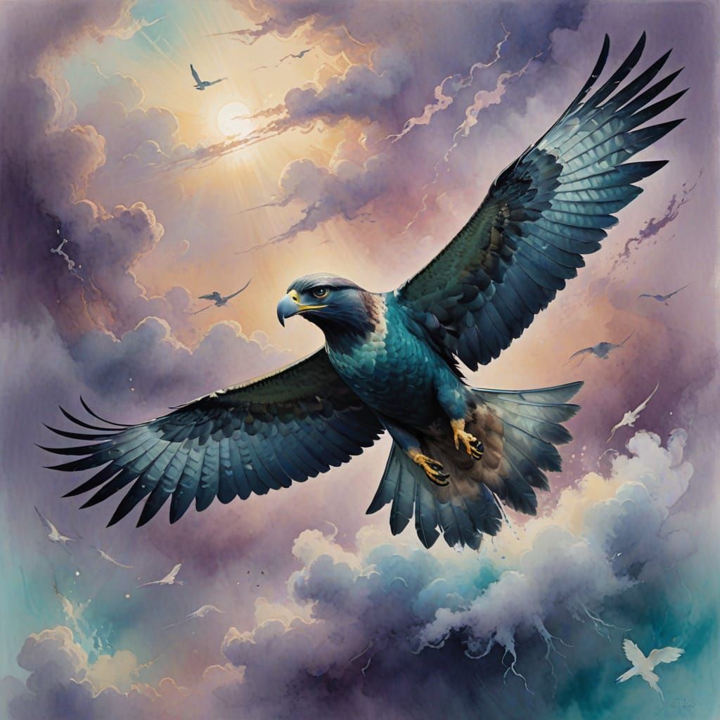 Ethereal Seahawk in Soft, Dreamlike Brushstrokes