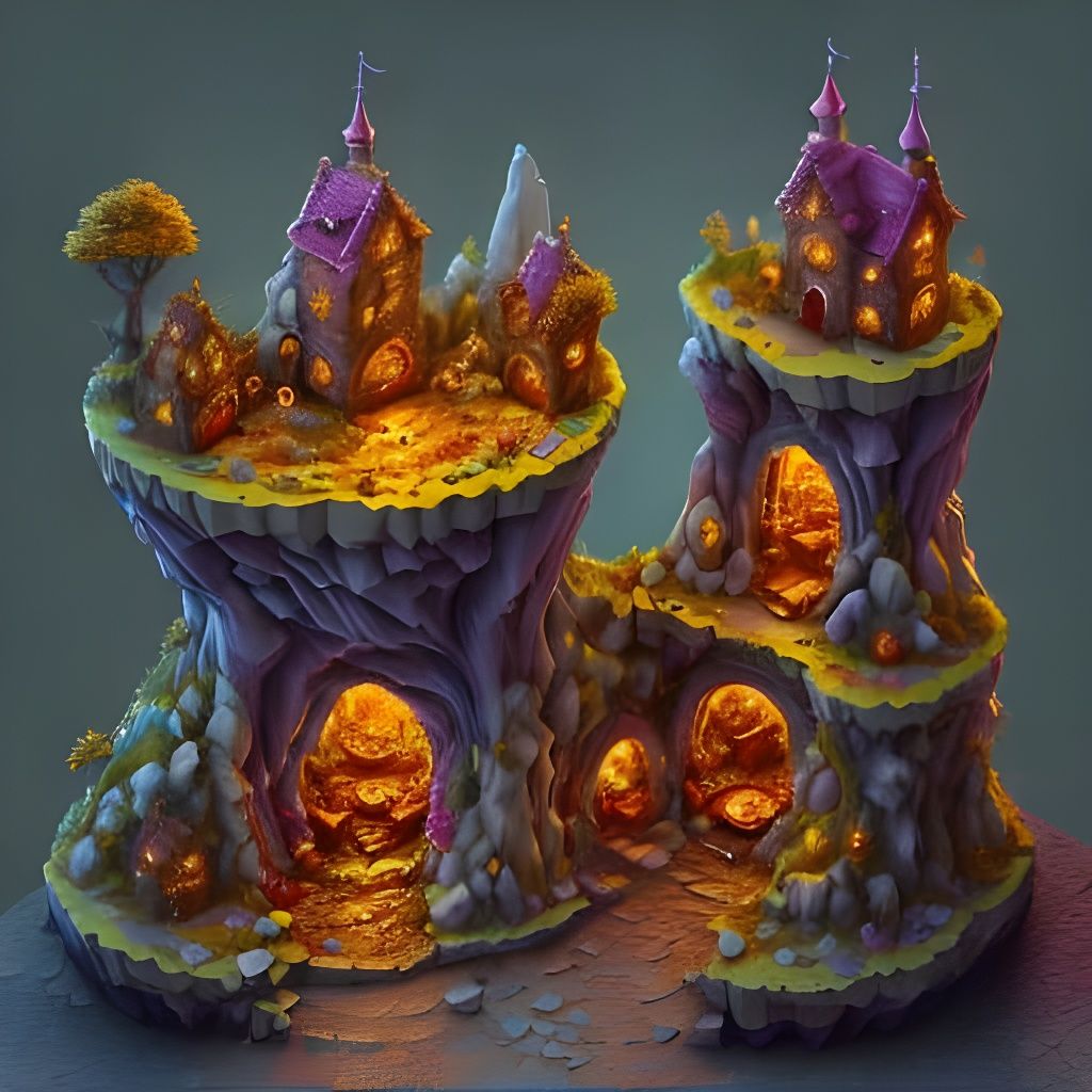 Isometric Fairy Town Illustration