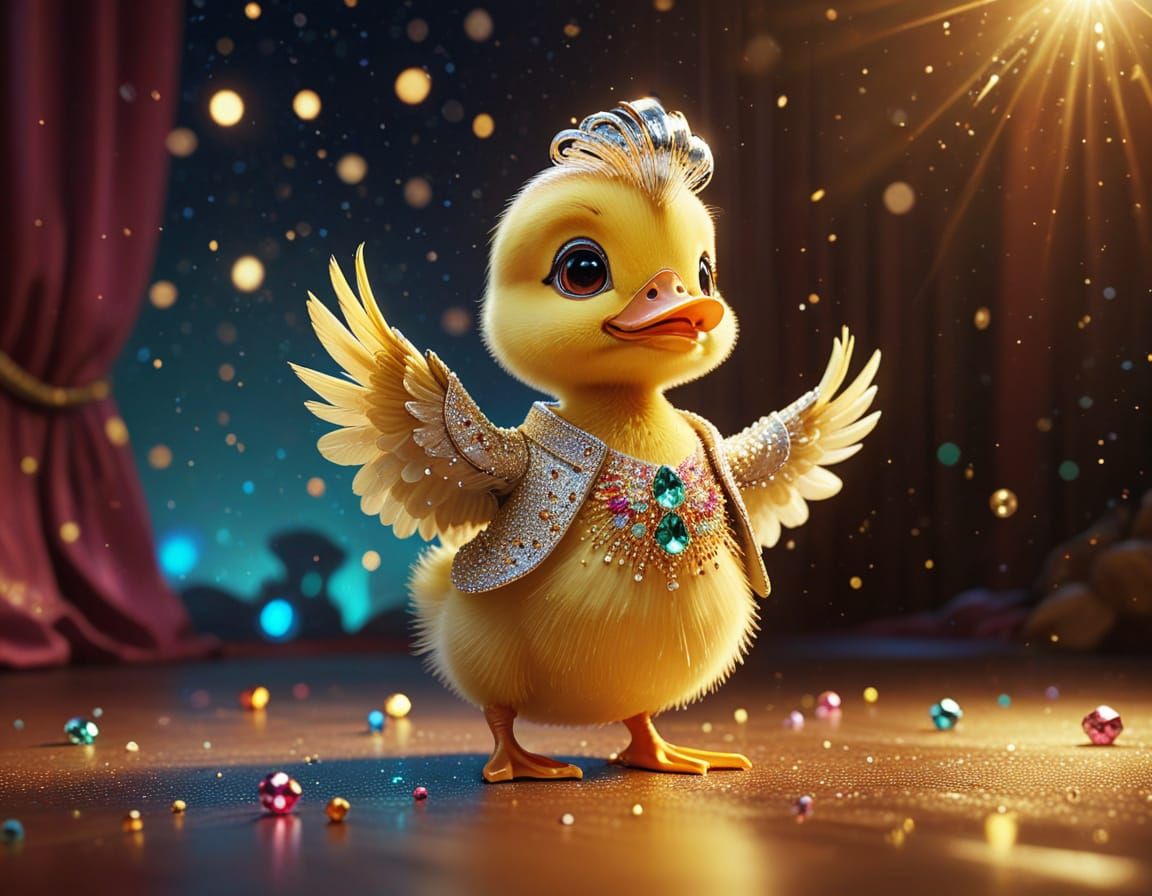 Duckling Elvis Impersonator in Pixar Style