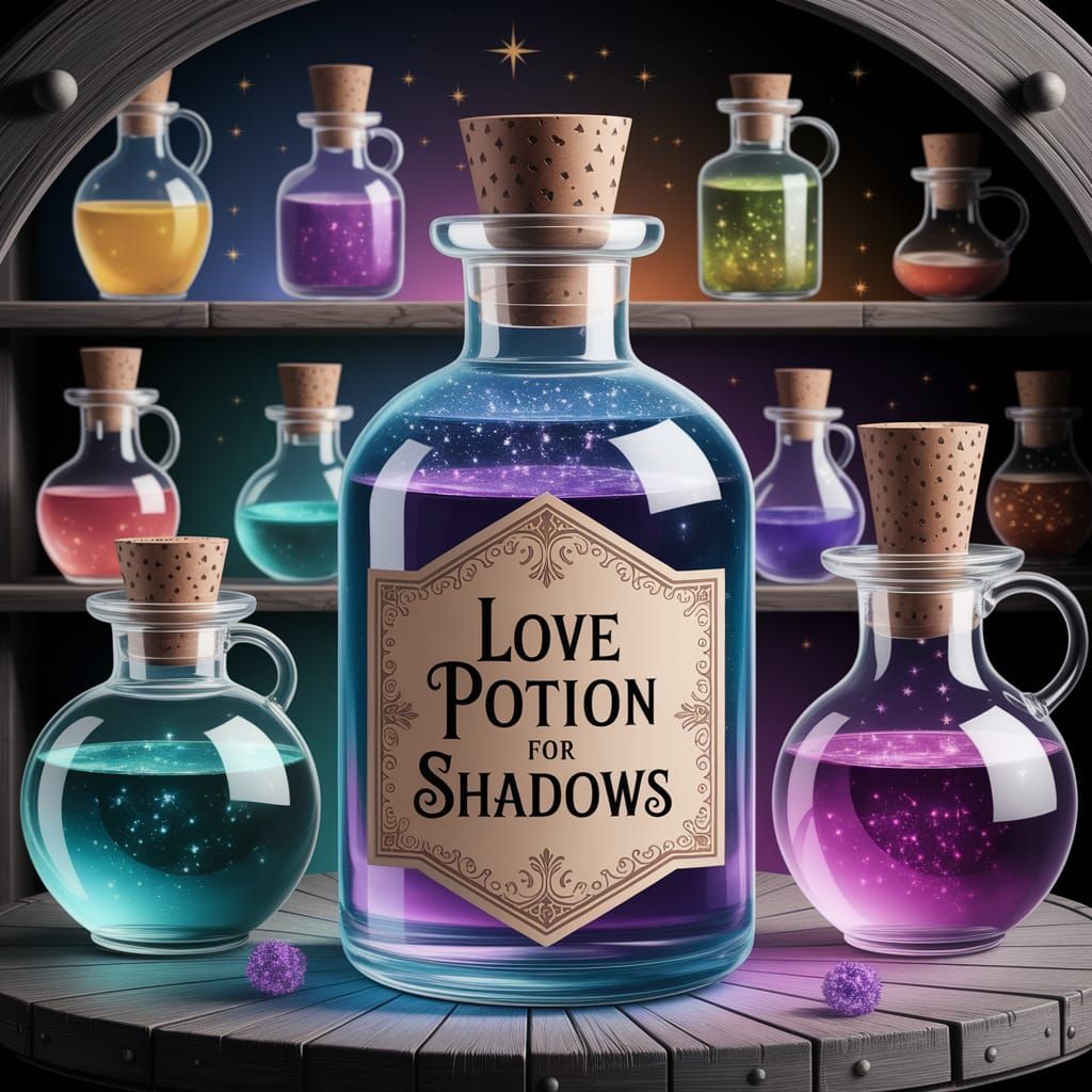 Enchanted Potion Bottle on Wizard Shelf