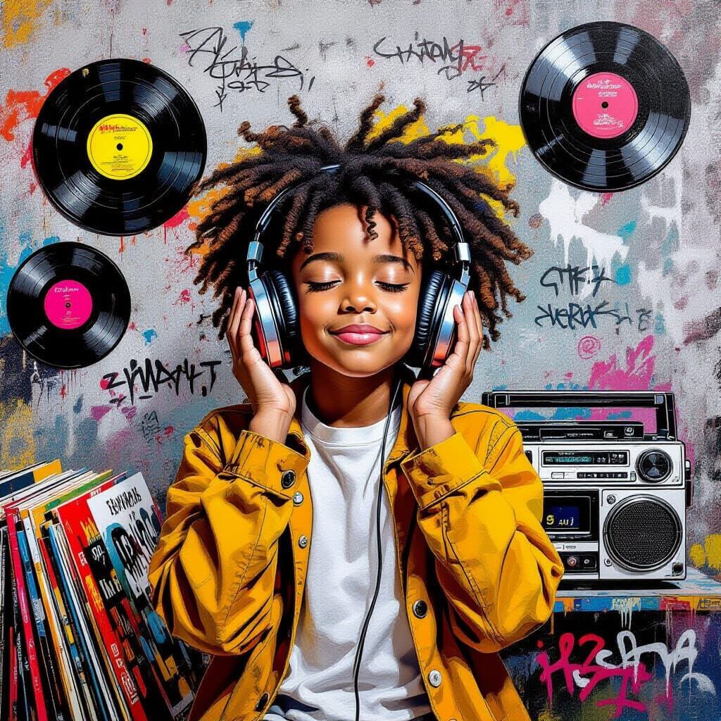 Music Lover in Graffiti Art Style