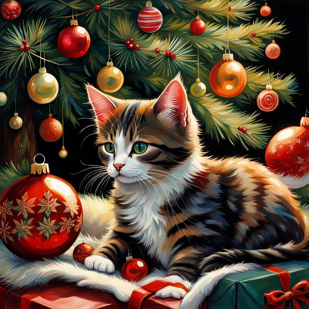 Cats Celebrate Christmas: Folk Art Illustration
