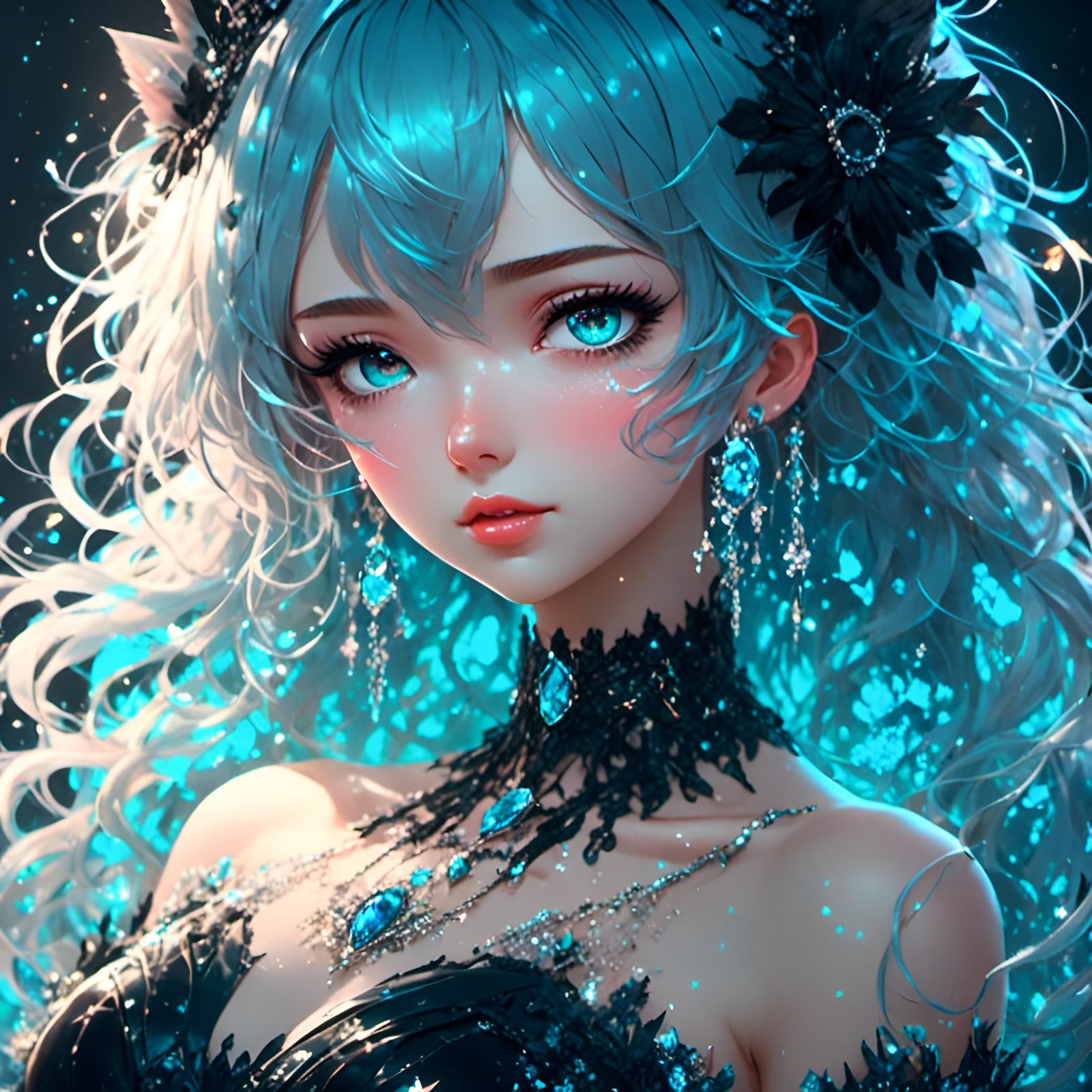 Anime Girl Portrait in Manhwa Style 3D Art